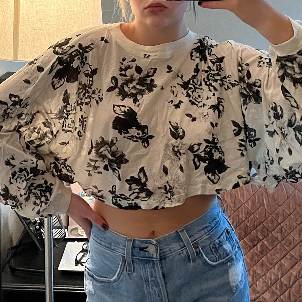 urban outfitters out from under black and white floral top